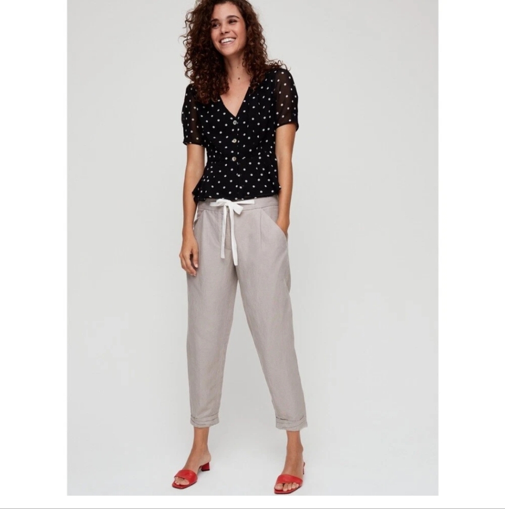 Aritzia Wilfred Allant Pant Taupe Tie Style